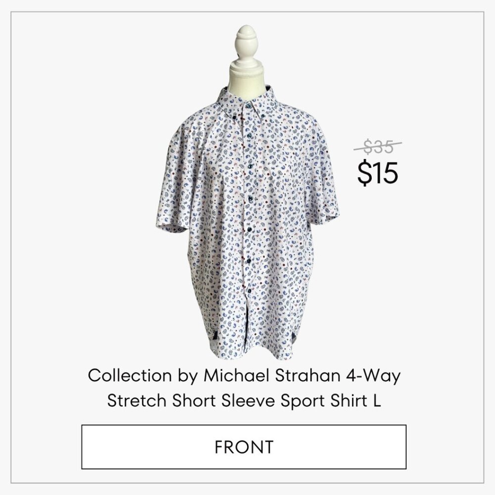 Collection by Michael Strahan 4-Way Stretch Short Sleeve Sport Shirt L
